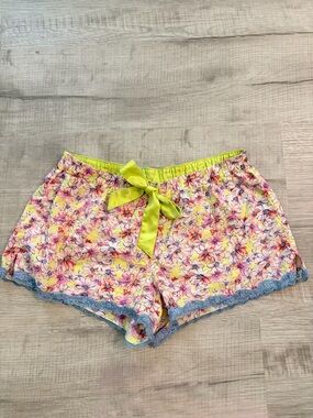 Victoria's Secret Floral Cotton Lace Pajama Lounge Shorts Small